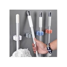 4 Lü Yapışkanlı Pratik Mop Temizlik Fırçası Tutucu Paspas Süpürge Fırça Ve Mop Askısı Tek Renk