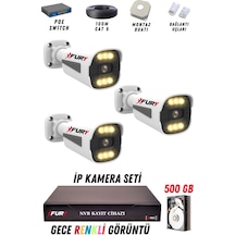 Fury 3 Kameralı Ip Güvenlik Kamerası Seti 4mp Gece Renkli Su Geçirmez 1506 500gb