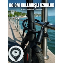 Bisiklet Ve Scooter Kilidi 12 Mm Çelik Halat 80 Cm Anahtarlı Kilit Pvc Koruyucu Kaplama 2 Anahtarlı Güvenlik Sistemi Diğer