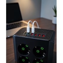 8'li Dikey Çoklu Priz 4 Usb 2 Type-c Akım Korumalı 0