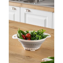 Süzgeç Katlanır Süzgeç Sebze Süzgeci Katlanabilir Süzgeç Oval Silikon Bpa Free Beyaz Gri