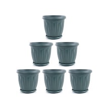 Omnipazar Sy-5704 Plastik Ürgüp Tabaklı Saksı Takımı 5 Lt Yeşil 6 Adet