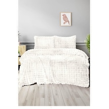 Merinos Diamond Kürk Bubble Desen Comforter Set, Çift Kişilik Yorgan Seti 220x240 Krem