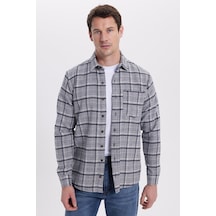 Tudors Erkek Regular Fit Rahat Kesim Kışlık Kareli Oduncu Gömlek-42110 Gri