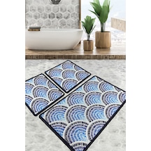 Azul Banyo Halısı Djt 3 Lü Set Kaymaz Taban,Yıkanabilir Çok Renkli