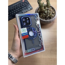 Apple Uyumlu iPhone 15 Pro Max Standlı Ve Yüzüklü Magsafe Kılıf Soocase721 Lacivert