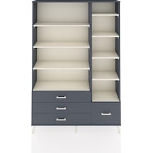 Arges Dolap 9 Raflı 4 Çekmeceli 132x30x195 Antrasit-aytaşı/antrasit Aytası/antrasıt