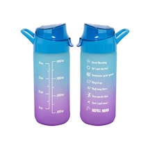 Herevin 111808-160 Cam Su Şişesi Motivasyon Su Matarası Suluk Mav