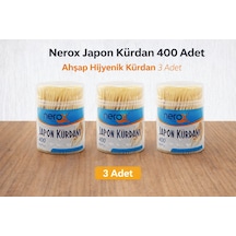Nerox Japon Kürdan 400 Adet Ahşap Hijyenik Kürdan 3 Adet Sarı