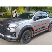 2021+ Isuzu D-max Kapı Gövde Kaplama Seti Kabartma Krom Desenli 4 Parça Yan Kapı Koruma İthal