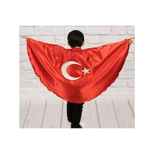 Denbu Tekstil 29 Ekim Özel Türk Bayraklı Kırmızı Gösteri Pelerini Kırmızı