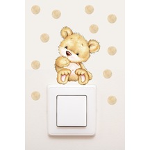 Priz Sevimli Bebek Ayıcık Ve Puantiyeler Çocuk Odası Dekoratif Priz Sticker