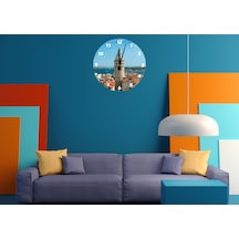 Ti-play Galata Kulesi 30x30cm Akrilik Dekoratif Modern Duvar Saati ÇOk Renkli