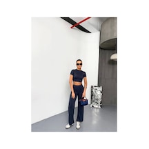 Butik İstanbul Osy Modal Yumuşak Dokulu Kumaş Kısa Kollu Crop Alt Ispanyol Paça Pantalon Ikili Takım - Füme