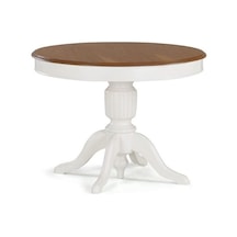 Montclair Baba Ayak Sabit Masa 120x120 Beyaz - Ceviz