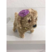 Pilli Havlayan Köpek Oyuncak 15 CM Kahverengi