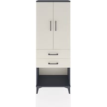 Arges Dolap Tek Raflı 2 Çekmeceli Tek Askılı 60x30x163 Antras... Antrasit