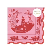 Meri Meri - Pembe Vintage Botanik Peçete - L - 16 Adet