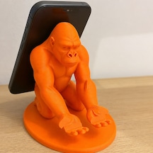 Bezos 3d Baskı Goril Telefon Tutucu - Kaslı Goril Masaüstü Telefon Standı-turuncu Dfnbez