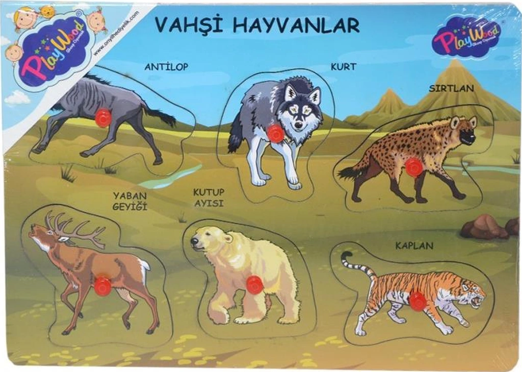 Ony-328 329 Onyıl, Ahşap Tutmalı Vahşi Hayvanlar