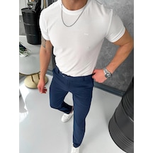 Modefendi Yüksek Kalite Slimfit Merserize Kumaş Bisiklet Yaka Tshirt Beyaz