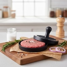 Yapışmaz Büyük Boy Hamburger Köfte Kalıbı - Paslanmaz Çelik Karbon Kaplama Premium Burger Presi Mükemmel Şekilli Köfte Makinesi