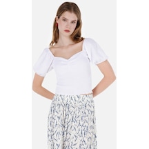 Colin's Colins Dar Kesim V Yaka Beyaz Kadın Kısa Kol Tişört Cl1069102 Cl1069102 Q1.v1 Wht Beyaz