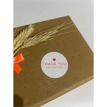 Thank You For Your Order Kalpli Kırmızı Yazılı Yuvarlak Yapışkanlı Etiket 5x5 Cm 100 Adet