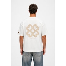 Respire Erkek Nakış Detaylı Oversize T-shirt Ekru