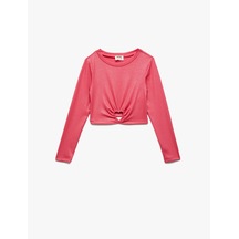 Koton Kalp Pencere Detaylı Uzun Kollu Bisiklet Yaka Kaşkorse Crop Yılbaşı Bluz Pembe 6wkg60007ak Gül