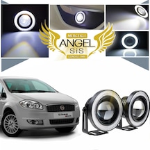Fiat Linea Uyumlu, Universal Mercekli Led Sis Farı, 76mm Beyaz Renk