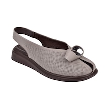 Beety Hakiki Deri Burnu Kapalı Delikli Kadın Sandalet Bee-12513 Silver Gümüş