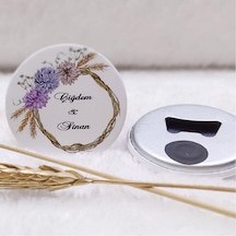Buton Açacak Magnet Nişan Şekeri Hasır Çiçek Uv Baskılı(30 Adet)