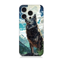 Apple Uyumlu iPhone 15 Pro Fantastik Bulutlar Ve Kurt Desenli Silikon Kılıf