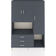 Hyperion Dolap 6 Raflı 3 Çekmeceli 3 Kapaklı 132x44x195 Antrasit-antrasit/antrasit Antrasıt/antrasıt