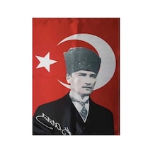Saten Türk Bayrağı, Atatürk Posterli, 70x100 Cm 1000 x 1500 CM