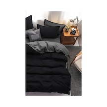 Mulberry Dubbelsid Çift Taraflı Nevresim Takımı Çarşafı Lastikli 200x220 Siyah-gri Siyah