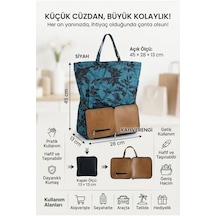 Cüzdanlı Katlanabilir Alışveriş Çantası 45x28x13 Cm Pratik Taşınabilir Pazar Market Çantası Kahverengi