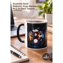 5 Adet Porselen Renk Değiştiren Kupa Sıcaklıkla Renk Değişimi, Kupa Bardak Mug Isı Etkili Tasarım 1