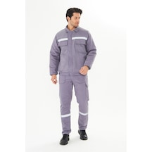 Orange Safety İş Takımı Mont+pantolon 7/7 Gabardin %100 Pamuk Kapitoneli Reflektörlü Gri
