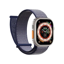Apple Watch Series 8 45mm İçin Kordon Hasırlı Woven Lacivert Watch Series 8 45mm İle Uyumlu Kordon - Lacivert Çok Renkli