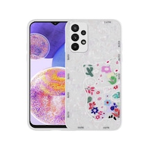 Zore Samsung Galaxy Uyumlu A33 5g Kılıf Desenli Sert Silikon Ogaa Mumila Kapak - White Cat