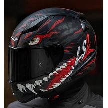 Ls2 Rapıd 2 Kaıju Kapalı Motosiklet Kaskı Siyah Camlı Siyah - Kırmızı