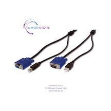 Kvm Keyboard/video Monitor/mouse İçin Ahtapot Kablo, 3 Metre, Siyah Renk, 1 X Vga Hddb15 Erkek, 1 X Usb A Erkek