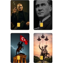Atatürk 4'lü Set Kredi/banka Kart Kaplama Sticker Standart