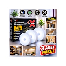 Led Sensörlü Usb Şarjlı Armatür, Beyaz Işık, 3 Lü Paket Beyaz - 939558711 Beyaz