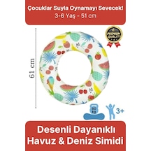 Premium Dayanıklı Güvenli 80 Kg 51 Cm 176 Lbs Çocuk Eğlenceli Meyve Desenli Deniz Havuz Yüzme Simidi