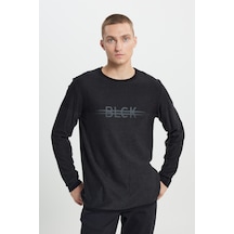 AC&Co / Altınyıldız Classics ERKEK SIYAH-ANTRASIT Standart Fit Normal Kesim Bisiklet Yaka Baskılı Triko Siyah - Antrasit