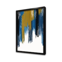 Mavi Altın Soyut Çerçeveli Mdf Tablo-172199