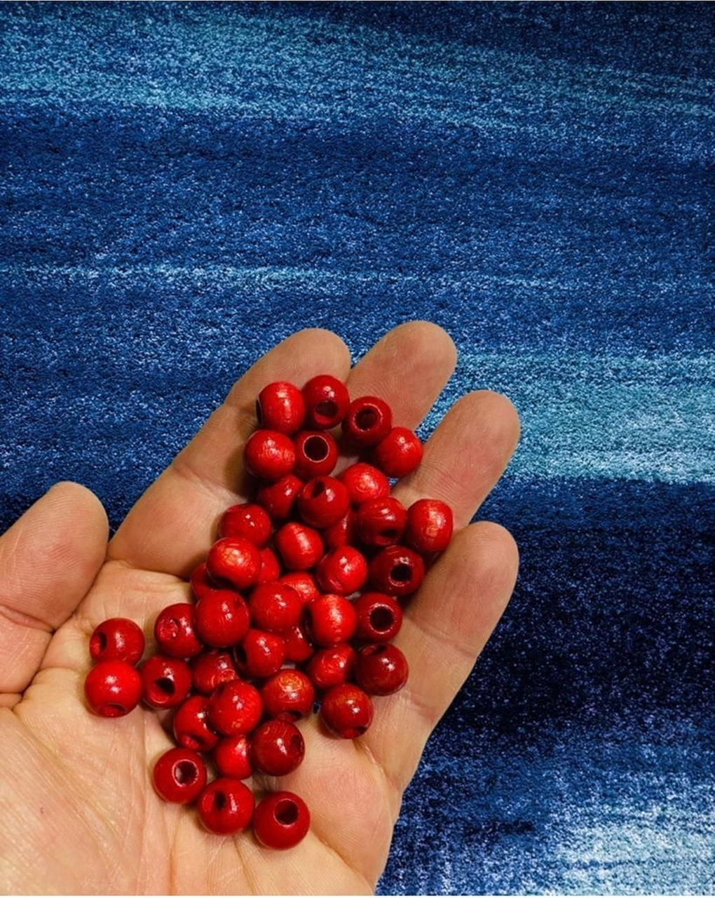 10mm Kırmızı Ahşap Boncuk - Takı Boncuğu - Makrome Boncuğu - 200adet -